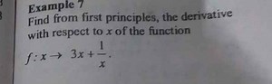 Find from first principles, the derivative with respect to x of... | Filo