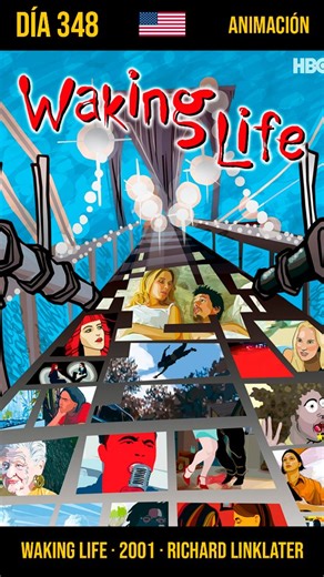 Juan Amondarain on Instagram: "Waking Life (2001) Richard Linklater Una experiencia filosófica única que usa el sueño lúcido como excusa para pensar la vida. Sin una trama tradicional, la película avanza a través de ideas: conciencia, libre albedrío, lenguaje, tiempo y sentido de la existencia. No busca respuestas, busca preguntas. Un ensayo animado que se siente más como pensar que como mirar una película. Disponible en plataformas no oficiales."