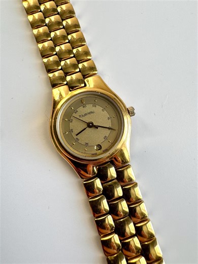 Vintage 22kt Gold-plated Tourneau Date Watch: Working Condition - Etsy