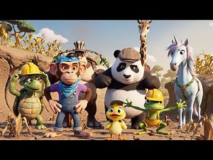 Monkey Driving a Tractor: With Ducks, Cows, Lions and Taking Care of the Garden | Farm Work