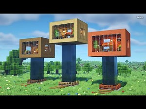 ⚒️ Minecraft | How To Build a 3 color Water Pillar House