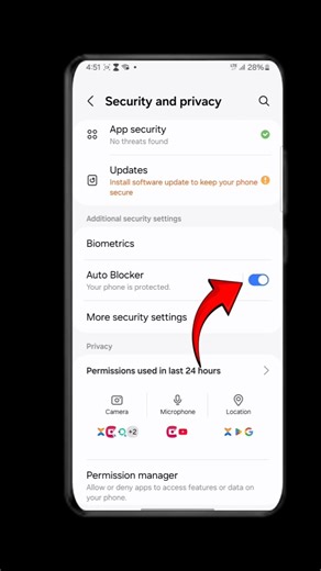 Samsung S22: Turn On Auto Blocker FAST! 📱✨ #settings