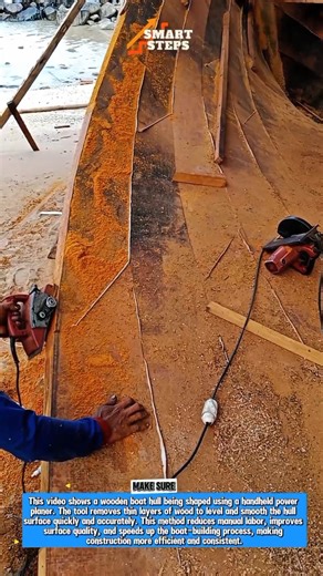 Power Tool Shaping a Wooden Boat Hull | Fast & Precise Woodworking