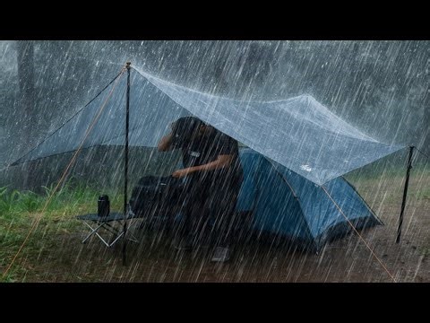 LONG HEAVY RAIN‼️CAMPING HEAVY RAIN 🏕RELAXING IN A WARM TENT WITH THE SOUND OF RAIN ON THE TENT ROOF