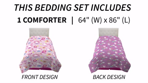 Franco Kids Bedding Super Soft Comforter and Sheet Set with Sham, 5 Piece Twin Size, Hello Kitty