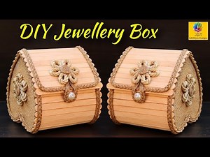 Beautiful jewelry box with Jute, Popsicle Sticks and Cardboard | DIY Jewelry Box Design Craft Idea