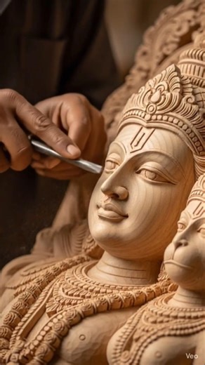 “Old Man Creates Ram, Sita, Lakshman & Hanuman 😲”#ram sita lakshman hanuman, #wooden carving.