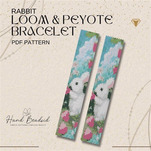 Rabbit Beads Loom & Peyote Bracelet Pattern, Bead Pattern, Pattern Bracelet, Loom Pattern, PDF Pattern - Etsy