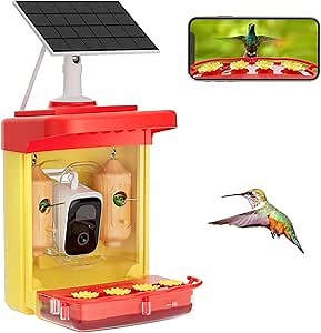 Smart Hummingbird Feeder with Camera Solar Powered, Ultimate Gift for Fathers Day