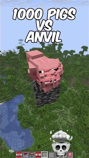 1000 PIGS VS ANVIL IN MINECRAFT ! #minecraft #shorts