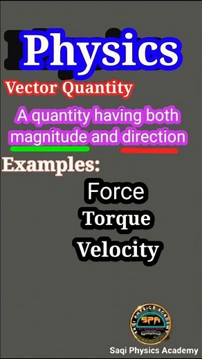 Definition of vector quantity||vector||physics vector||examples of vector quantities, #saqiphysics