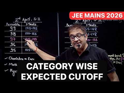 🚨Category Wise & Shift Wise Expected Cut Off for JEE Mains 2026 | Marks VS Percentile