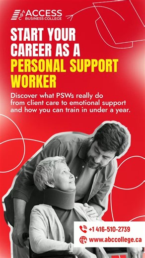 💡 Thinking of becoming a PSW (Personal Support Worker)? Here’s what you’ll actually be doing: 👵 Assisting elderly clients with bathing, dressing, mobility 🏥 Supporting patients in hospitals or long-term care 🧠 Observing health changes and reporting to nurses/doctors 🫶 Offering companionship and emotional support 📝 Keeping care records up to date 🎓 You don’t need a university degree to start a meaningful healthcare career. Train in under a year with ABC College — and let the Better Jobs On