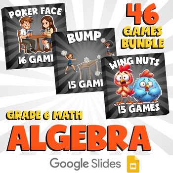 46 No Prep Math Games Bundle B - Algebra - Grade 6 Review Activity