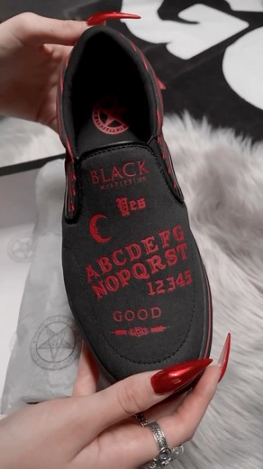 12K reactions · 2.9K shares | Ghoul vibes only  #blackcraftcult 喝Ouija - Red Slip On Sneaker 喝 Unisex style slip on sneaker featuring our signature Ouija artwork on black canvas fabric upper and custom Blackcraft logo rubber sole. www.blackcraftcult.com | Blackcraft | Facebook