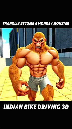 Franklin become a monkey monster 🤯 indian bike driving 3d #shorts