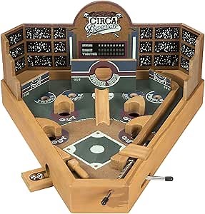 Baseball Pinball Tabletop Games - Classic Miniature Wooden Retro Sports Arcade Toy for Adult Collectors and Children - Baseball Games by Hey Play