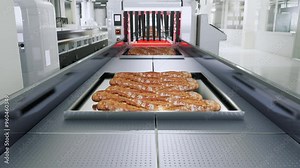 Producing Fresh Bread In An Automated Production Line Conveyor Belt