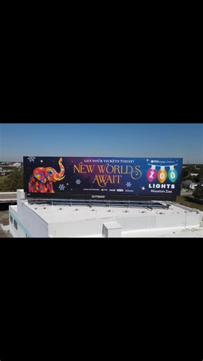 ✨Holiday magic, but make it billboard-sized. ✨ Our new billboard is lighting the way to @txuenergy presents Zoo Lights. We're thrilled to share this season's glow with Houston, and now you can even get a little dose of holiday magic on your commute. | Houston Zoo
