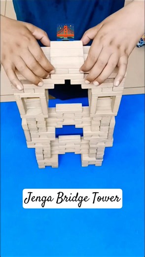 Making a Jenga Bridge Tower 🌉🗼🏰 #shorts #jenga #jengachallenge