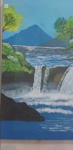 Easy waterfall acrylic painting 🎨 🖌️🌊