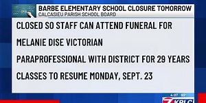 Barbe Elementary School closed on Sept. 20