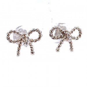 Tiffany & Co. Sterling Silver Vintage Twist Rope Bow Ribbon Earrings 2g