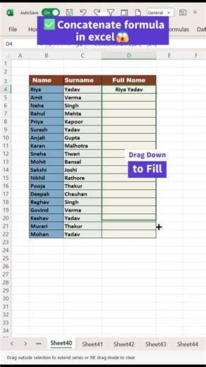 ✅Concatenate formula in excel😱 #excel #computer #exceltips #viral #tutorial #Concatenate