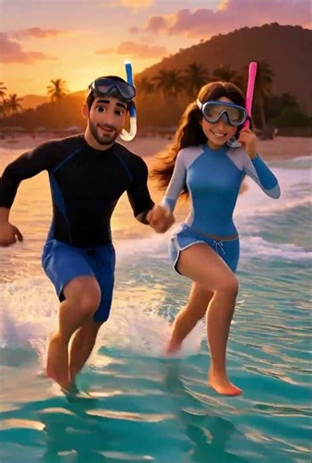 🌊🐢What’s Hiding in the Ocean? Luna and Leo Didn’t Expect This❤️#youtubeshorts #cartoon #lovestory