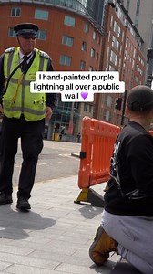 I hand-painted purple lightning all over a public wall 💜 #mural #blacksabbath | Mr Murals