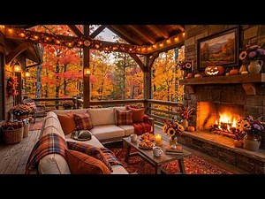 A Cozy Autumn Day with Jazz 🍂 Warm Fireplace & Forest Porch ☕ Jazz for Study, Relax & Rest