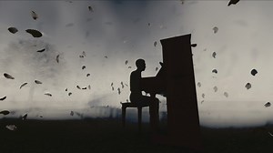 Silhouette of a man playing the piano in the dark - Free Stock Video