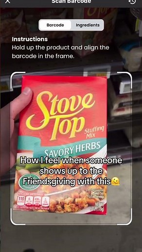 Stovetop stuffing at Friendsgiving? That ingredient list tho 😭 Scan with Trash Panda! #foodscanner