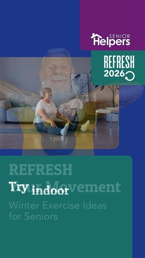❄️ Ready to refresh your movement this winter? Staying active in colder months can boost strength, balance, and overall wellbeing for seniors. Here are a few simple ways to keep moving during the winter season. Indoor stretches, light balance exercises, and short walks can make a big difference. Movement does not have to be intense to be meaningful. 💜 Follow along this month for more 2026 REFRESH inspiration. #SeniorHelpers #2026Refresh #WinterWellness #SeniorFitness #HomeCare | Senior Helpers 