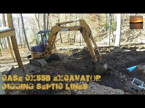 Case CX55B Excavator Installing Septic Lines