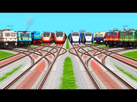 10 Indian Railways Trains Crossing By Bumpy Forked Tracks | vanda bharat express | train simulator