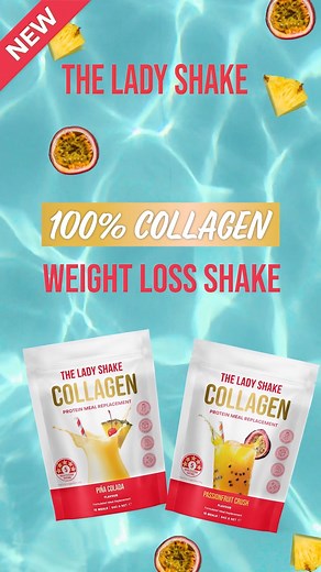 ✨ Say hello to our newest shake The Lady Shake Collagen! ✨ A lighter, non-dairy meal replacement made with 30g of hydrolysed collagen protein to help you stay full, support your goals, and feel good from the inside out. 💪💛 Perfect if you’re after a refreshing, water-like texture and the added benefits of collagen for wellness, joints, and a subtle glow. Available in two delicious flavours: 🍑 Passionfruit Crush &🍍 Piña Colada 👉 Ready to mix things up? Find your flavour and learn more about c