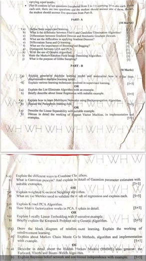 Machine Learning Question paper #r22 #pyq #Machine Learning #r15 #june-july r22