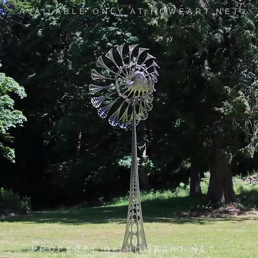 "Odeo" kinetic wind sculpture by Anthony Howe, 161"H x 61"W x 40"D, 304 stainless. | Anthony Howe