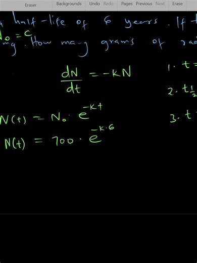 Radioactive decay ,example 3 Radioactive decay is one of the most important real-life applications of first-order differential equations in physics and engineering. In this video, we derive the radioactive decay law step-by-step and understand how mathematics models the decay of unstable nuclei. In this lesson, you will learn: ✔ The basic concept of radioactive decay ✔ The assumption behind the decay model ✔ How to form the first-order differential equation ✔ Step-by-step derivation of the decay