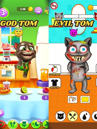 GOOD TOM VS BAD (EVIL) TOM IN MY TALKING TOM #talkingtom