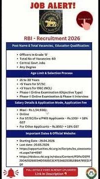 RBI Recruitment 2026 🔥 ₹1.5 Lakh Salary 😱 Any Degree Govt Job | Apply Now! | Best Govt Job 💯