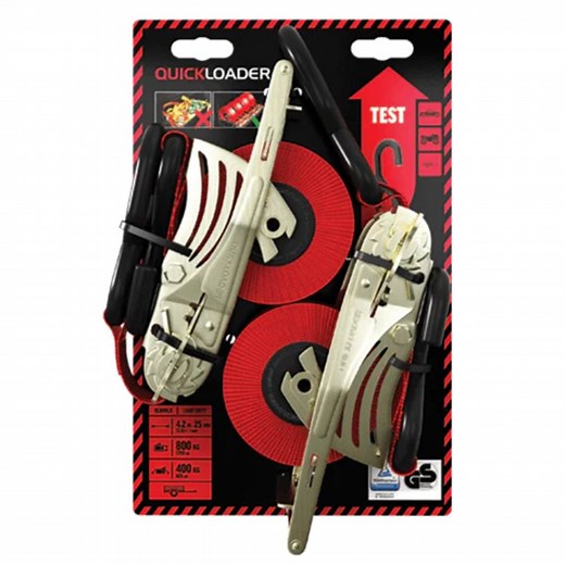Quickloader 4.2m 25mm Retractable Ratchet Tie Down Strap 400kg - 2 Pack