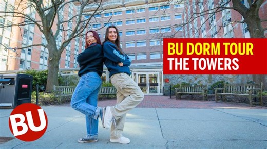 Roommates Sarah Kirk (ENG’25) and Sarah Rho (CAS’25) show us what makes the Towers residence hall on Bay State Road so special, from the beautiful views of the Charles River to the laundry room where you can always find washers and dryers available for use. | Boston University