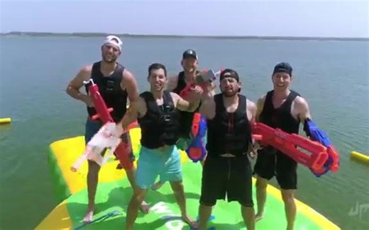 [DudePerfect]Nerf Blasters Floating Island Battle | Dude Perfect