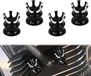 HDBUBALUS Motorcycle Head Bolt Cover Spark Plug Cap King Crown Fit for Harley Sportster Touring Dyna Softail Electra Road Glide Sportster 883 1200 Fatboy(Color:Black&Chrome)