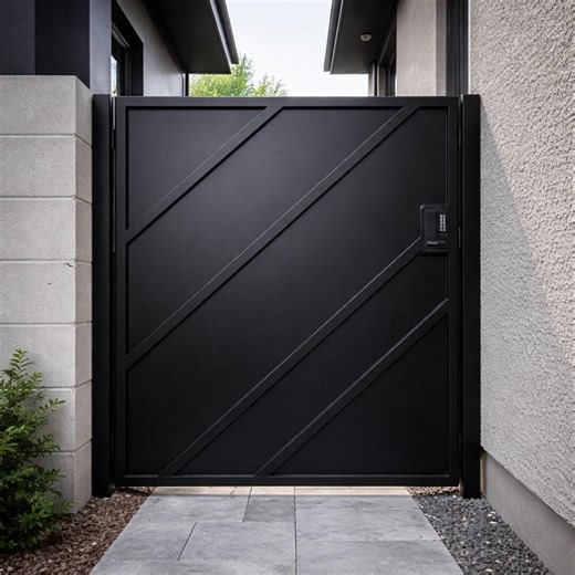 Obsidian Vector Steel Security Gate | Modern Diagonal Panel Privacy Entrance Gate - Etsy