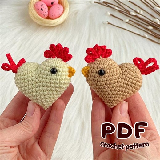 Heart Chicken Crochet Pattern, Easter Amigurumi Pattern PDF, Crochet Animal Heart, Farmhouse Easter Decor, Hen Pattern - Etsy UK