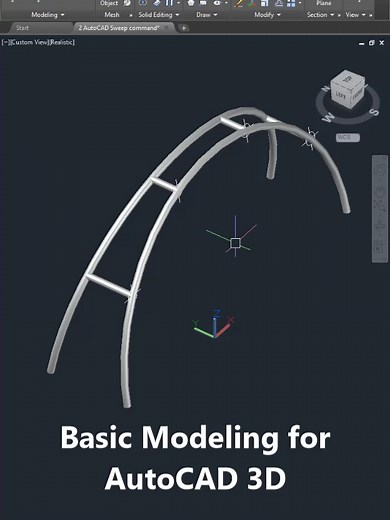 AutoCAD 3D Basic: Rotating Arch Tutorial