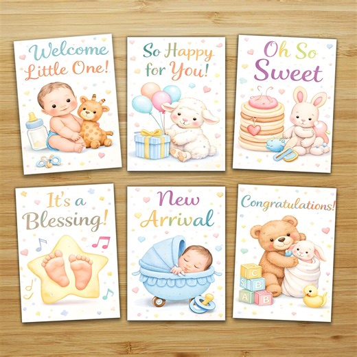 New Baby Cards, Welcome Newborn Greeting, Birth Celebration Message Bundle - Etsy